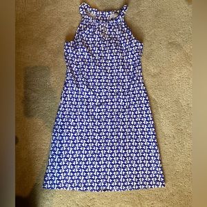 Jude Connally Blue and White Chain Link Dress. Size XS
